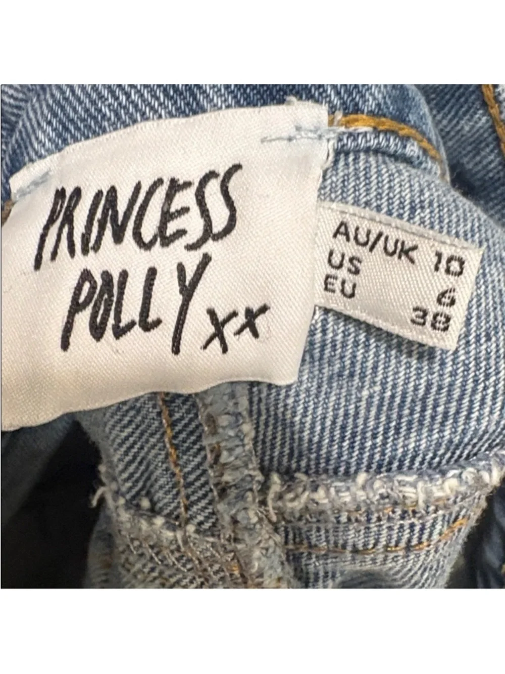 Princess Polly Distressed Mid-Blue High-Rise Denim Shorts